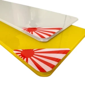 JAP, JDM Rising Sun UK Number Plate Badge – 3D Gel Sticker, 3M Backed